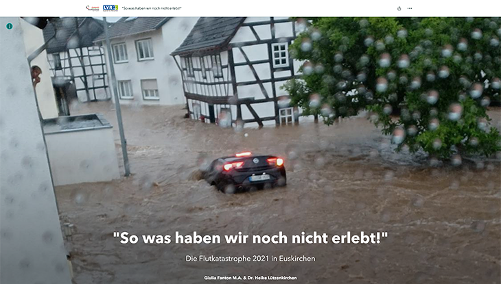 Screenshot Webseite "Die Flutkatastrophe 2021 in Euskirchen"