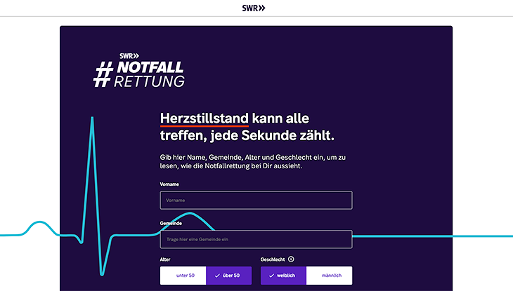 Screenshot Webseite "Herzstillstand kann alle treffen, jede Sekunde zählt"