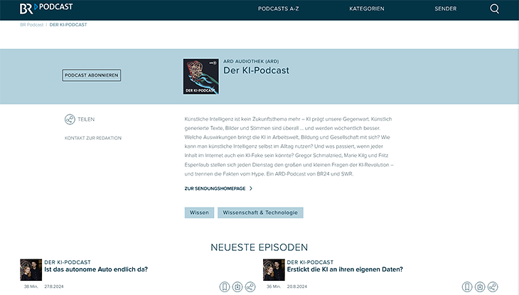 Screenshot Webseite "Der KI-Podcast"