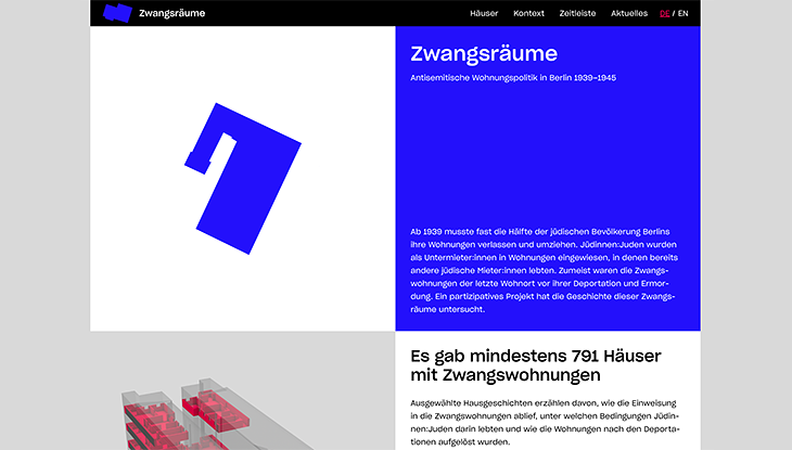 Screenshot Webseite "Zwangsräume"