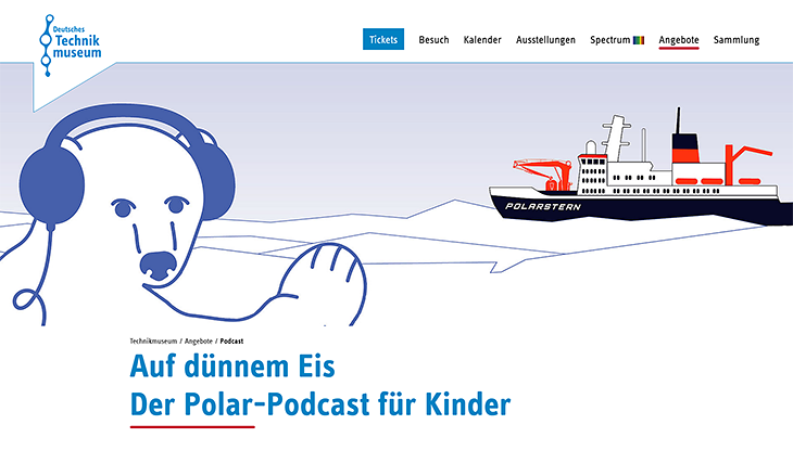 Screenshot Webseite "Auf dünnem Eis. Der Polar-Podcast für Kinder"