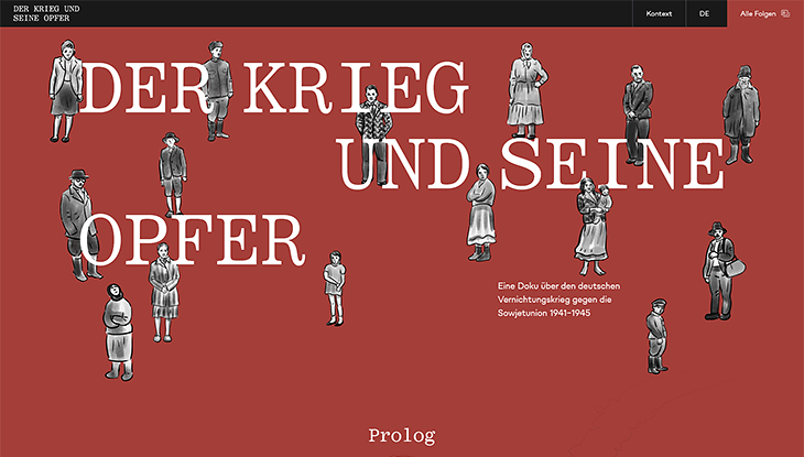 Screenshot Webseite "Der Krieg und seine Opfer"