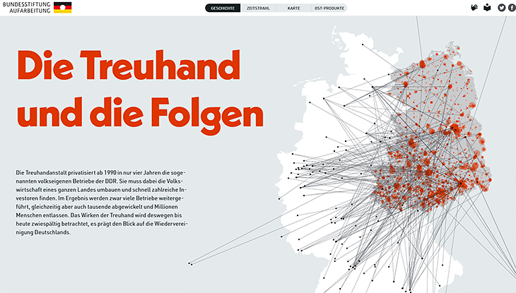 Screenshot Webseite "Die Treuhand und die Folgen"